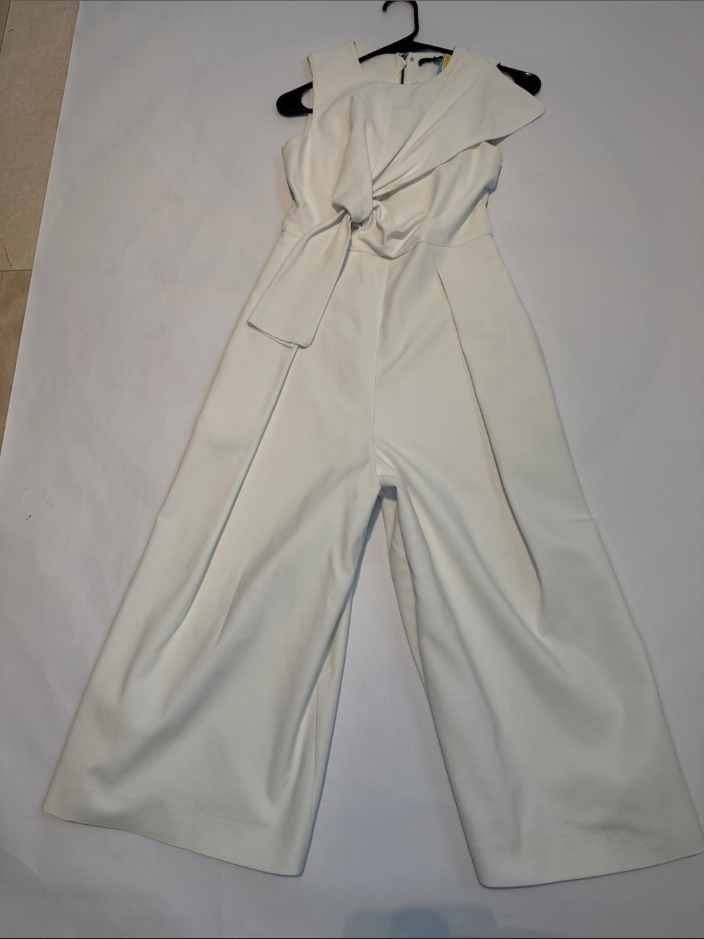 Tibi Ivory Wide-Leg Jumpsuit with Front Knot